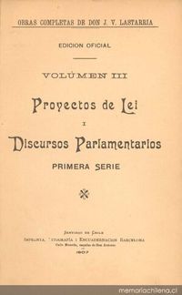 Proyectos de lei i discursos parlamentarios