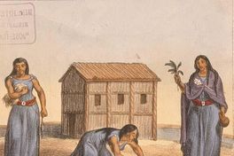 Mujeres mapuche moliendo granos, 1820-1821