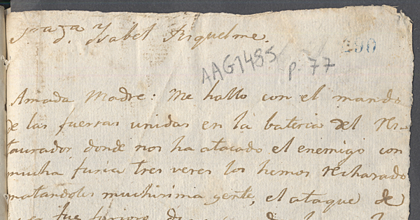 Carta 1813 a Sra. Doña Isabel Riquelme