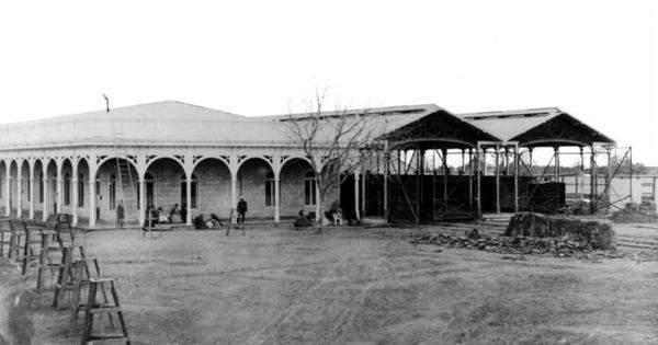 Primera estación del ferrocarril del Sur, 1860