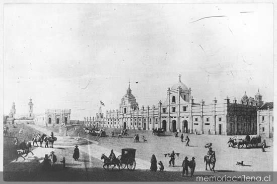 Plaza de Armas de Santiago hacia 1830