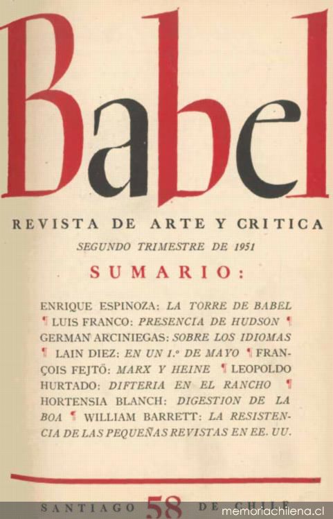 Babel: revista de arte y crítica : número 58, Segundo Trimestre 1951