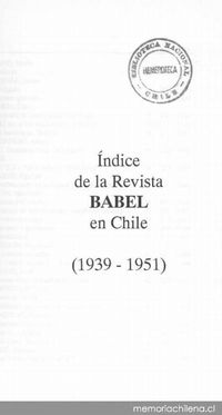 Índice de la Revista Babel en Chile (1939-1951)