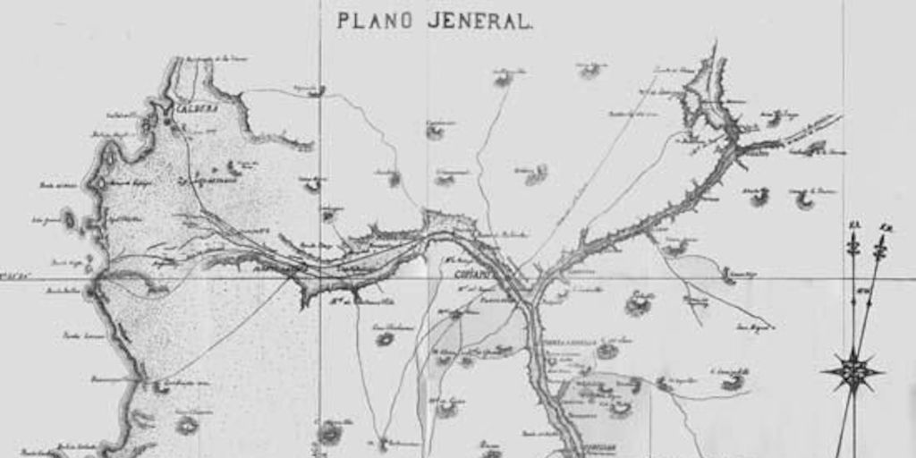 Plano general del ferrocarril de Caldera a Copiapó hacia 1900