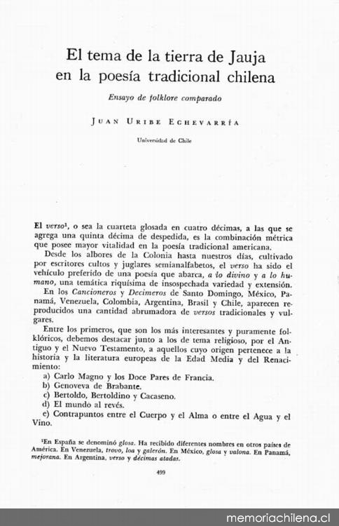 El tema de la tierra de Jauja en la poesía tradicional chilena : ensayo de folklore comparado