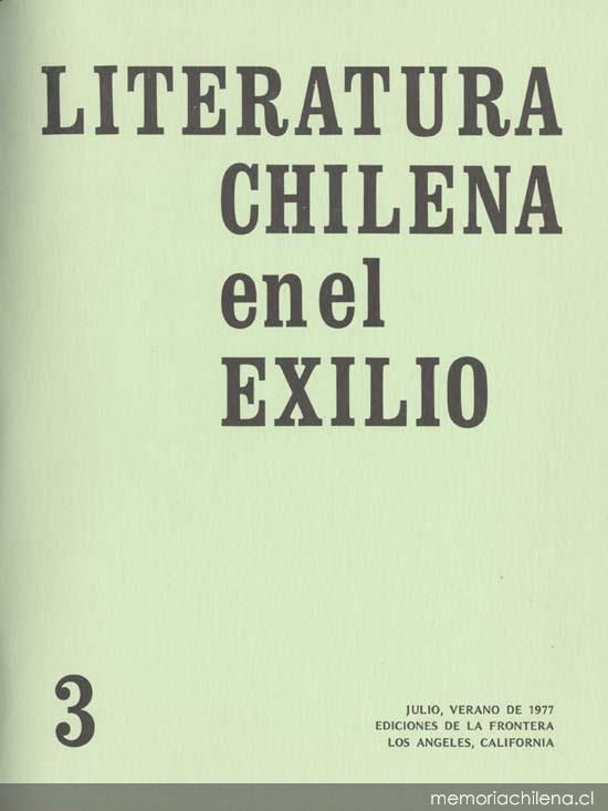 Literatura chilena en el exilio, no. 3, jul. (verano 1977)