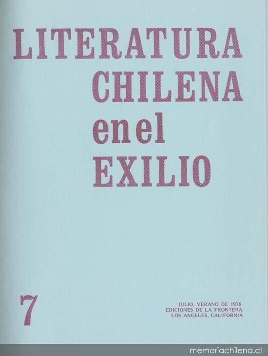 Literatura chilena en el exilio, no. 7, jul. (verano 1978)