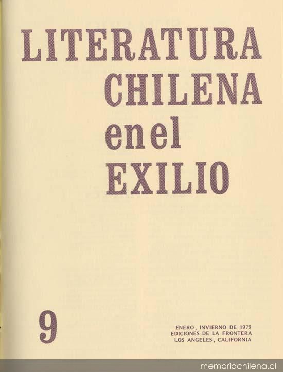 Literatura chilena en el exilio, no. 9, ene. (invierno 1979)