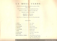 La Mesa Verde : reposición con motivo del 20° aniversario de su estreno en París, 1952