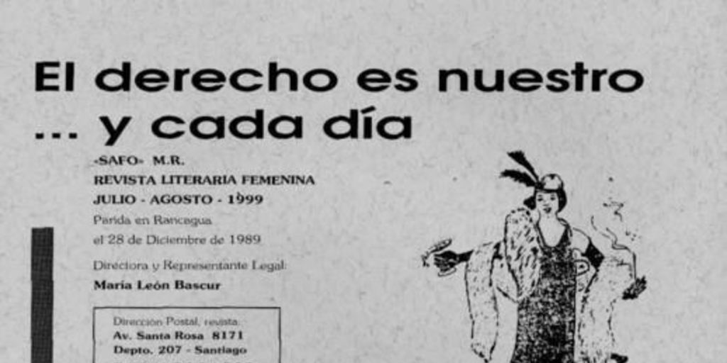 Safo : revista literaria femenina : julio-agosto 1999