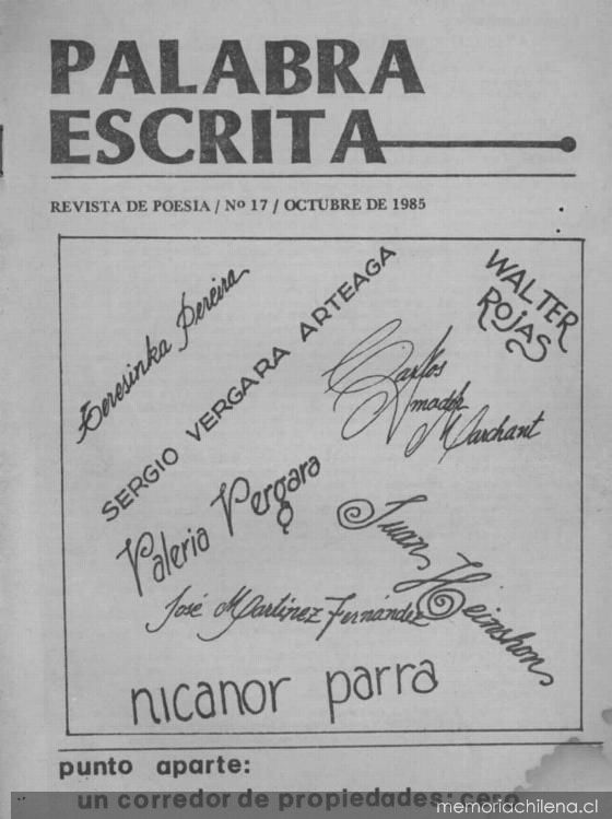 Palabra escrita : revista de poesía : n° 17, octubre 1985