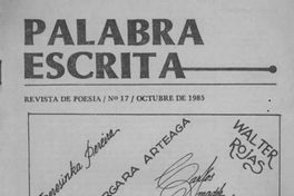 Palabra escrita : revista de poesía : n° 17, octubre 1985