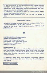 Palabra escrita : revista de poesía : n° 16, diciembre 1984