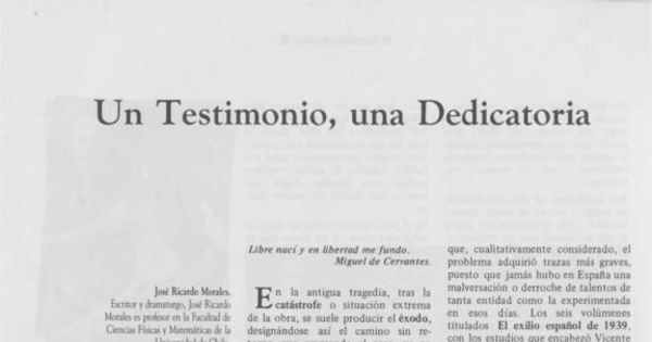 Un testimonio, una dedicatoria