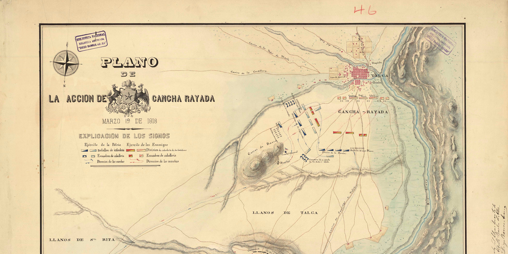 Plano de la acción de Cancha Rayada, 1818