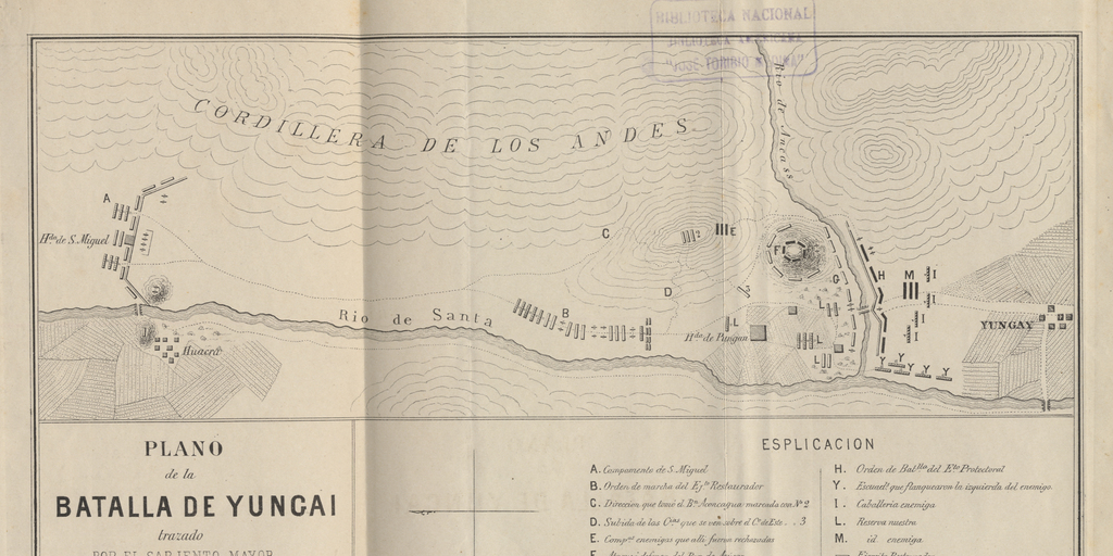 Plano de la Batalla de Yungai, enero de 1839