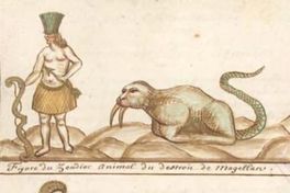 Nativos y animales del Estrecho de Magallanes, hacia 1605