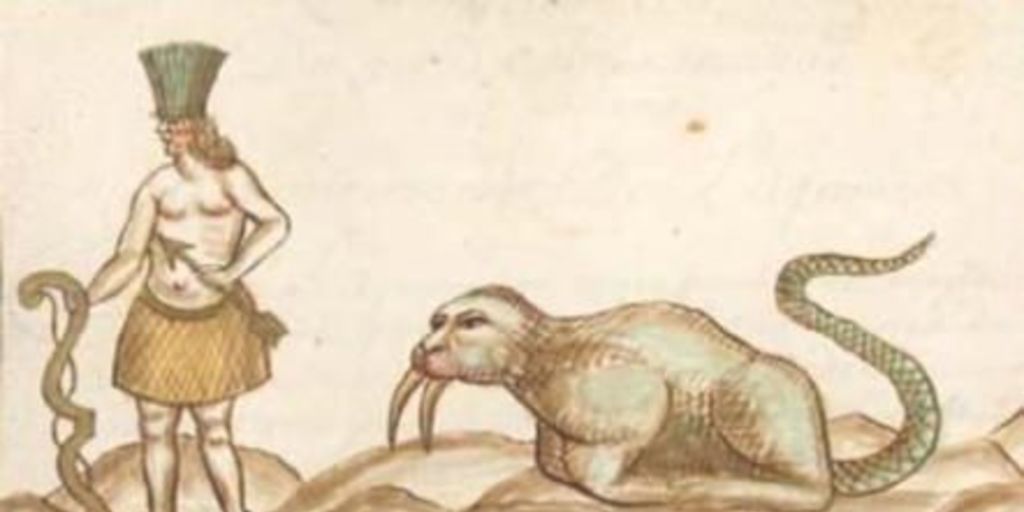 Nativos y animales del Estrecho de Magallanes, hacia 1605