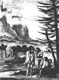Habitantes del Estrecho de Magallanes llamados patagones, hacia 1800