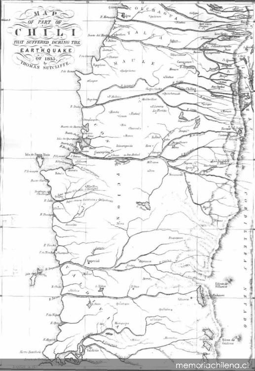 Map of part of Chili that suffered during the earthquake of 1835