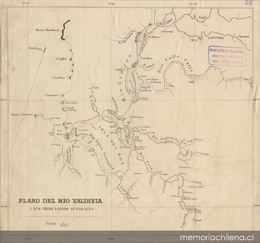 Plano del río Valdivia i sus tributarios australes