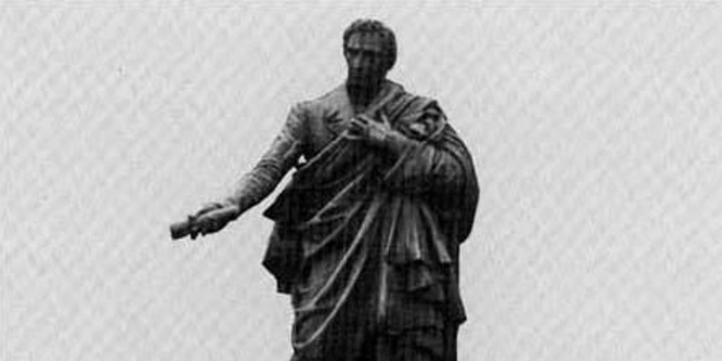 Escultura de bronce realizada en EuropaInaugurada en Santiago el 16 de septiembre de 1860
