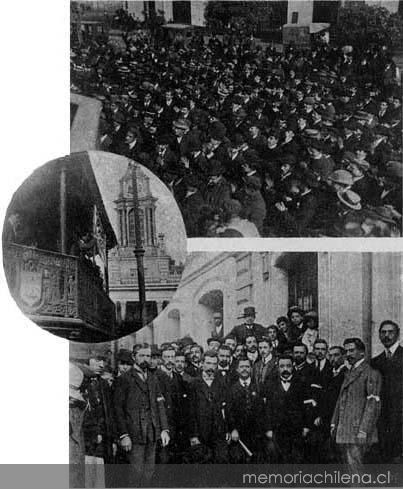 Manifestación de trabajadores por el descanso dominical. Plaza de la Victoria, junio de 1907