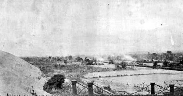 Campamento de Lurín, desfile del ejército chileno, 1880