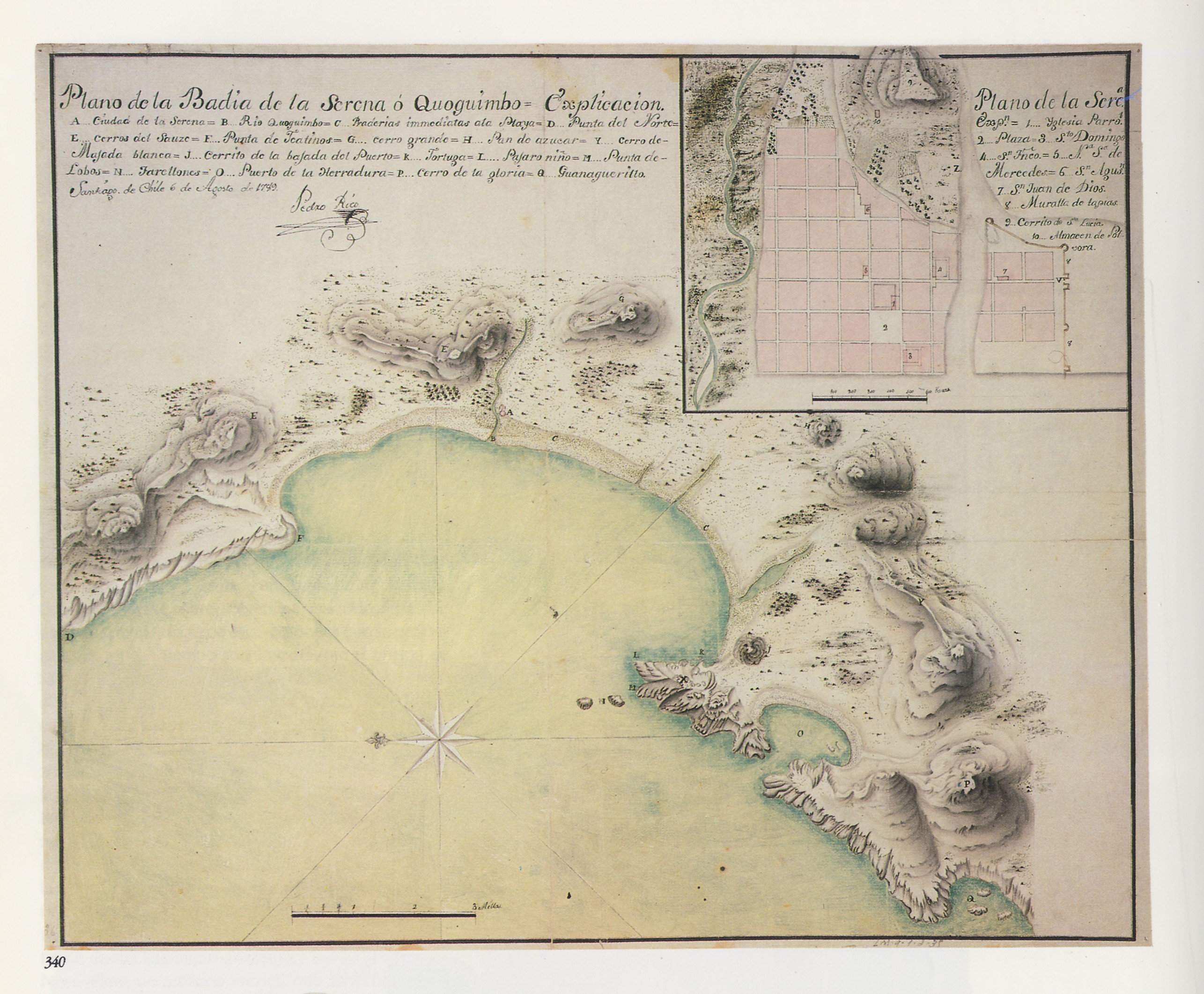 Plano de la Badía de la Serena ó Quoquimbo, 1789