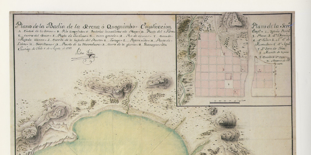 Plano de la Badía de la Serena ó Quoquimbo, 1789