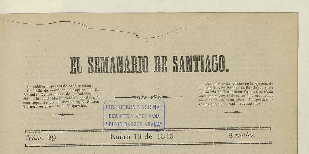 El Semanario de Santiago: número 29, 19 de enero de 1843