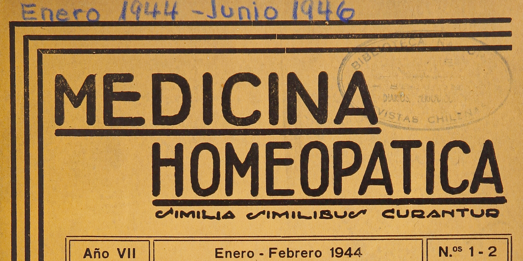 Medicina homeopática, números 1-2, enero-febrero de 1944