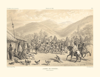 Araucanos jugando a la chueca, siglo XIX